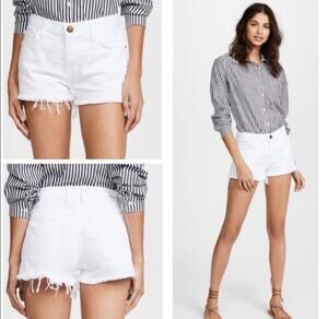 ✨2/$30✨ Current/Elliott White Boyfriend Denim Shorts Sz 28 High Rise Button Fly